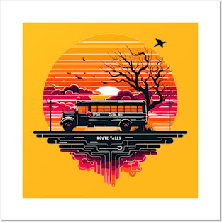 Silhouette Of A School Bus, Route Tales Posters and Art